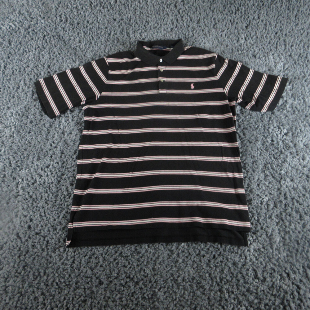 Polo Golf Ralph Lauren Shirt Mens Large Black Striped Short Sleeve '